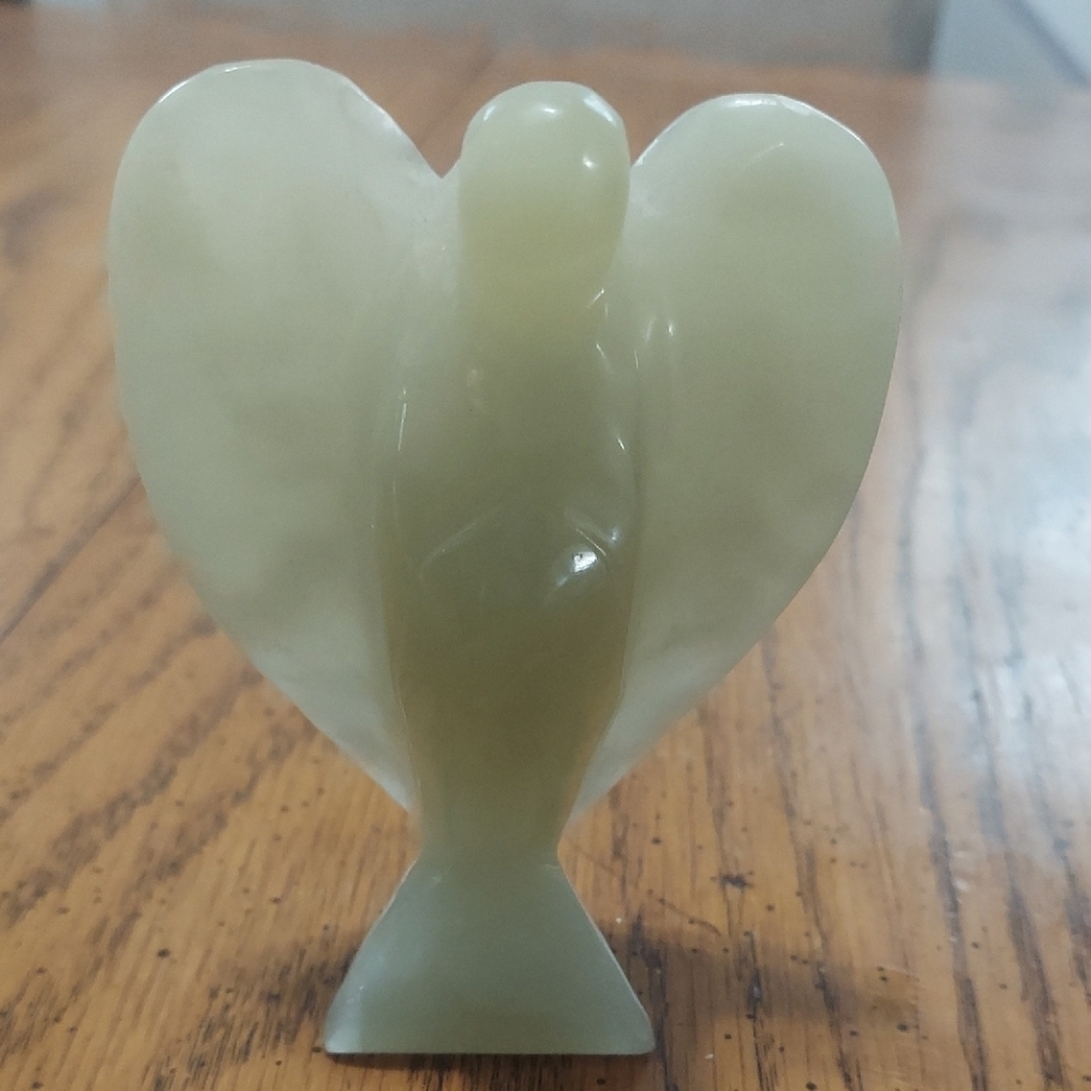 Carved Green Jade Angel Figurine